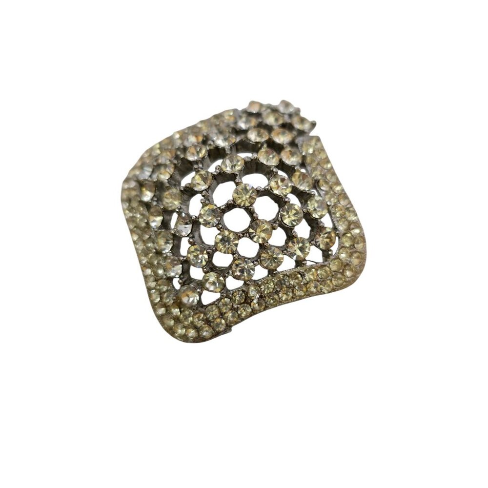 Vintage Domed Unique Blingy Rhinestone Brooch (A7983)